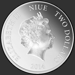 аверс 2 dollars 2014 "Год лошади"
