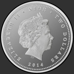 аверс $ 2 2014 "Год лошади Две белые лошади"