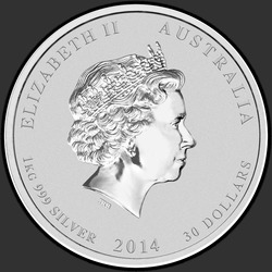 аверс 30 Dollari 2014 "Год Лошади (Цветная)"