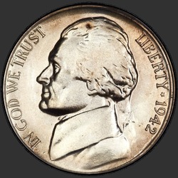 аверс 5¢ (nickel) 1942 "USA - 5 Cents / 1942 - {"_":"Proof"}"