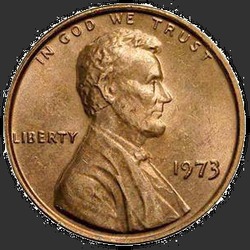 аверс 1¢ (penny) 1973 "USA - 1 Cent / 1973 - P"
