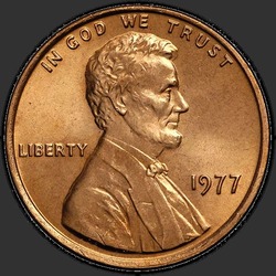 аверс 1¢ (пенни) 1977 "США - 1 Cent / 1977 - P"
