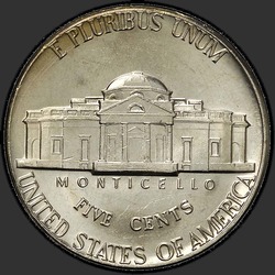 реверс 5¢ (nickel) 1973 "USA - 5 centů / 1973 - D"