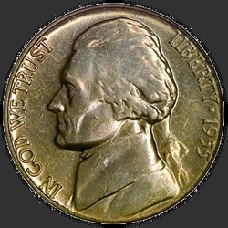 аверс 5¢ (nickel) 1955 "USA - 5 centů / 1955 - D"