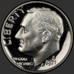 аверс 10¢ (дайм) 1971 "USA - Dime / 1971 - S Proof"