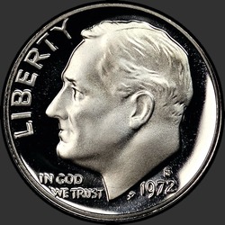 аверс 10¢ (дайм) 1972 "USA - Dime / 1972 - S Proof"