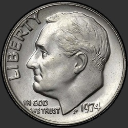 аверс 10¢ (dime) 1974 "USA - Dime / 1974 - P"