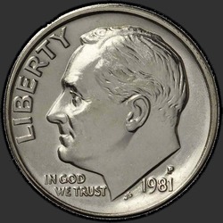 аверс 10¢ (dime) 1981 "USA - Dime / 1981 - P"