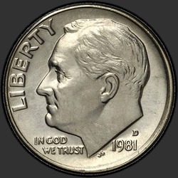 аверс 10¢ (дайм) 1981 "USA - Dime / 1981 - D"