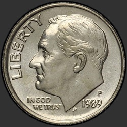 аверс 10¢ (дайм) 1989 "USA - Dime / 1989 - P"