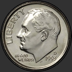 аверс 10¢ (дайм) 1993 "USA - Dime / 1993 - D"
