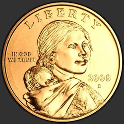 аверс 1$ (бак) 2008 "США - 1 долар / Рік випуску 2008 - { "_": "D"}"