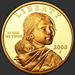 аверс 1$ (бак) 2008 "США - 1 долар / Рік випуску 2008 - { "_": "S"}"