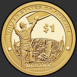 реверс 1$ (бак) 2015 "USA - 1 Dollar / 2015 - Sacagawea Dollar Mohawk iron workers / D"