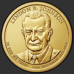аверс 1$ (бак) 2015 "USA - 1 Dollar / 2015 - Presidential Dollar Lyndon B. Johnson / S"