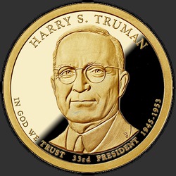 аверс 1$ (бак) 2015 "USA - 1 Dollar / 2015 - Presidential Dollar Harry S. Truman / S"