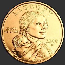 аверс 1$ (бак) 2008 "США - 1 долар / Рік випуску 2008 - { "_": "Р"}"
