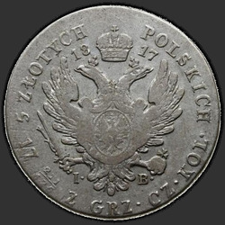 аверс 5 zloty 1817 "5 PLN 1817 IB. Pea on väiksem tiiva kotkas 7 suled"