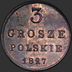 аверс 3 grosze 1827 "3 penny 1827 FH. Předělat. reverzní 1828-1835"
