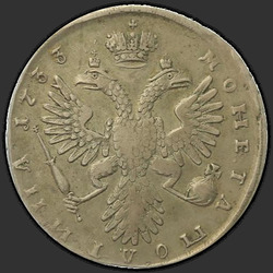 аверс паловаю 1733 "Полтина 1733 года. Портрет смещен влево. Крест державы простой"