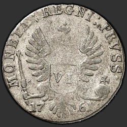 аверс 6 פרוטות 1761 "6 פרוטות בשנת 1761. "REGNI. PRVSS""