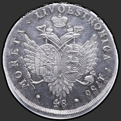 аверс 48 kopecks 1756 "48 centů 1756 "LIVONEZ". "MONETA LIVOESTHONICA""