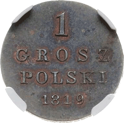 реверс 1 грош 1819 "1 грош 1819 года IB. "