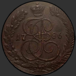 реверс 5 kopecks 1786 "5 centů 1786 KM"