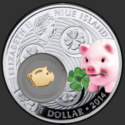 аверс 1$ (buck) 2014 "Богиня денег Ауреус Moneta "
