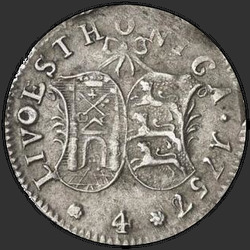 аверс 4 penny 1756 "4 penny 1756 "LIVONEZ". "LIVOESTHONICA""