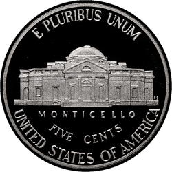 реверс 5¢ (никель) 2013 "USA - 5 Cents / 2013 - S Proof"
