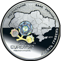 аверс 10 hryvnias 2011 "10 hryvnia Final tournament of the European Football Championship 2012, Lviv"