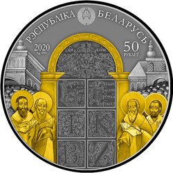 аверс 50 rubljev 2020 "Беларусь - Украина. Духовное наследие. Ирмологион"
